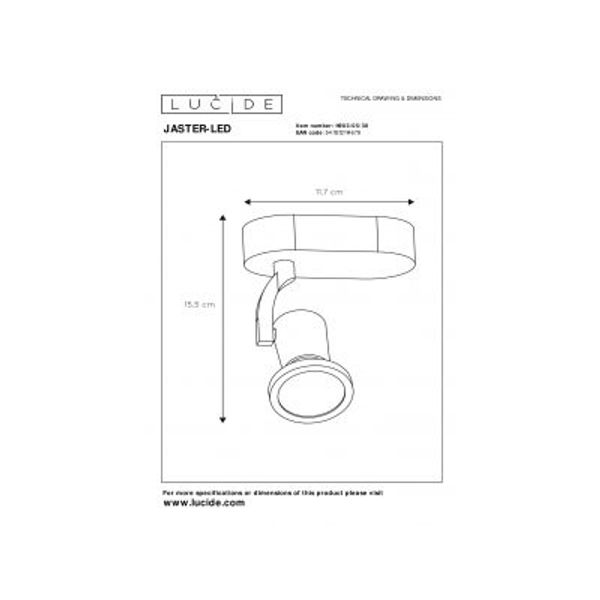 Lucide JASTER-LED - Plafondspot - LED - GU10 - 1x5W 2700K - Zwart