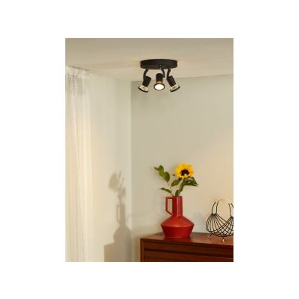 Lucide JASTER-LED - Plafondspot - Ø 20 cm - LED - GU10 - 3x5W 2700K - Zwart