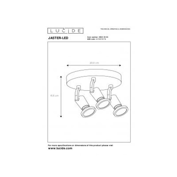 Lucide JASTER-LED - Plafondspot - Ø 20 cm - LED - GU10 - 3x5W 2700K - Zwart