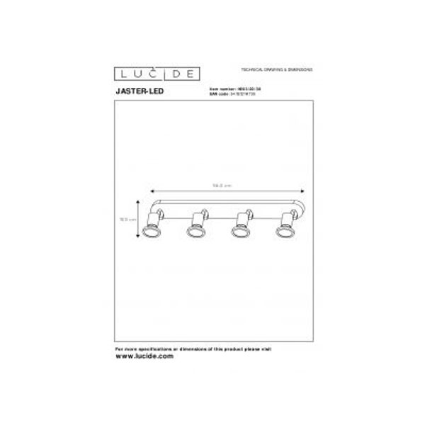 Lucide JASTER-LED - Plafondspot - LED - GU10 - 4x5W 2700K - Zwart