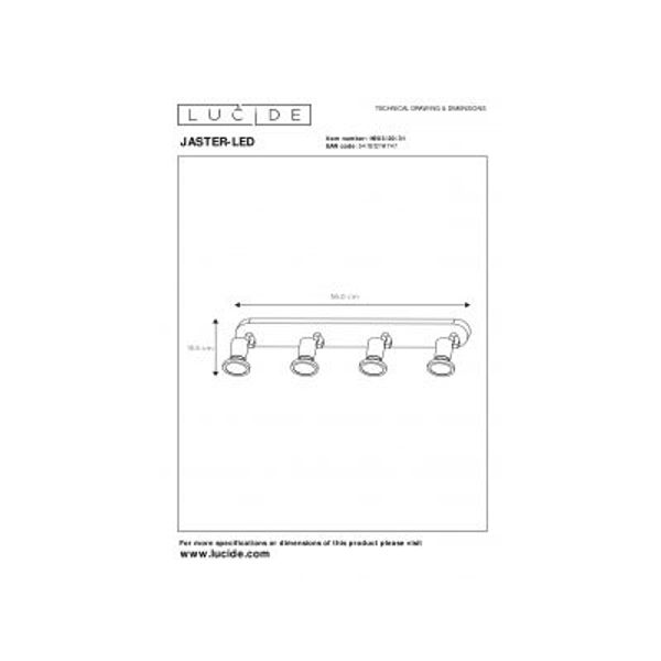 Lucide JASTER-LED - Plafondspot - LED - GU10 - 4x5W 2700K - Wit