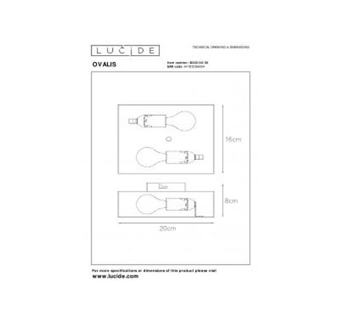 OVALIS - Wandlamp - 2xE14 - Zwart  Lucide