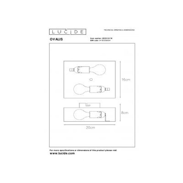 Lucide OVALIS - Wandlamp - 2xE14 - Zwart