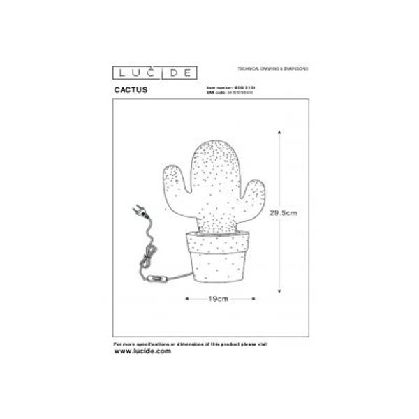 Lucide CACTUS - Tafellamp - Ø 20 cm - 1xE14 - Wit