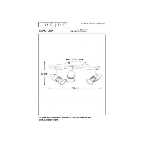 Lucide CARO-LED - Plafondspot - Ø 31 cm - LED - GU10 - 3x5W 2700K - Wit