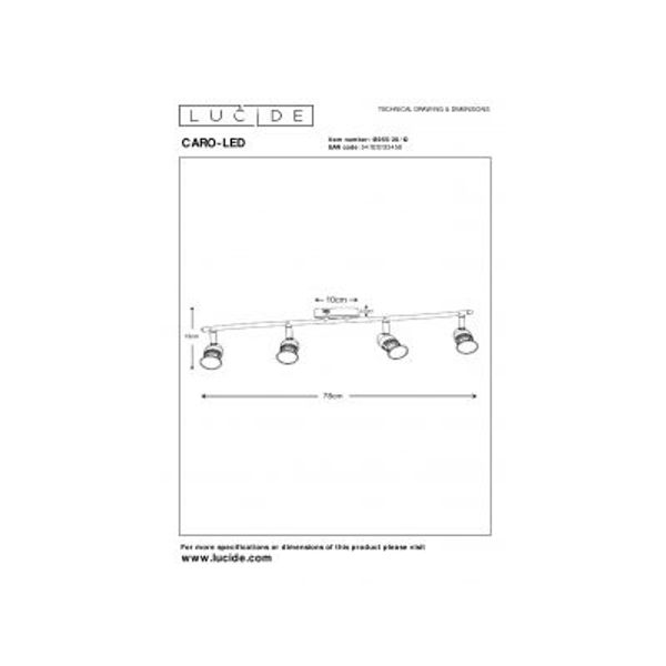 Lucide CARO-LED - Plafondspot - LED - GU10 - 4x5W 2700K - Mat chroom