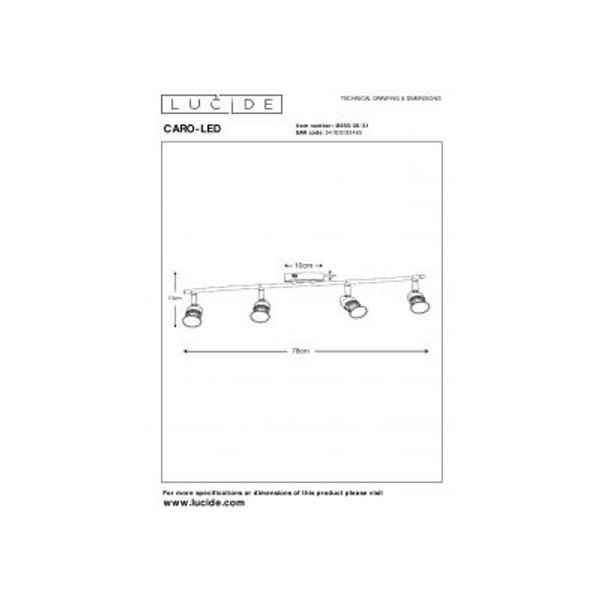 Lucide CARO-LED - Plafondspot - LED - GU10 - 4x5W 2700K - Wit