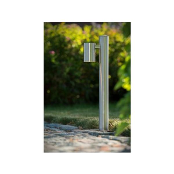 Lucide ARNE-LED - Sokkellamp Buiten - Ø 6,3 cm - LED - GU10 - 1x5W 2700K - IP44 - Mat chroom