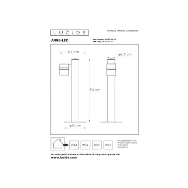 Lucide ARNE-LED - Sokkellamp Buiten - Ø 6,3 cm - LED - GU10 - 1x5W 2700K - IP44 - Zwart