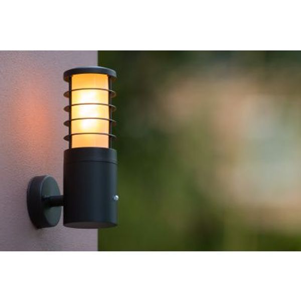 Lucide SOLID - Wandlamp Buiten - Ø 9 cm - 1xE27 - IP54 - Antraciet