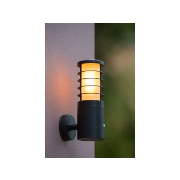 Lucide SOLID - Wandlamp Buiten - Ø 9 cm - 1xE27 - IP54 - Antraciet