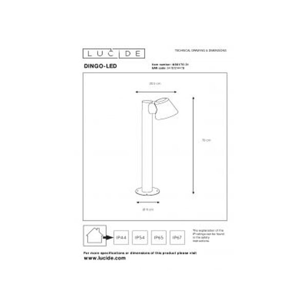 Lucide DINGO-LED - Sokkellamp Buiten - LED Dimb. - GU10 - 1x5W 3000K - IP44 - Wit