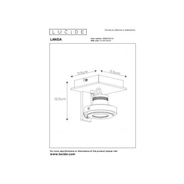 Lucide LANDA - Plafondspot - LED Dim to warm - GU10 - 1x5W 2200K/3000K - Wit