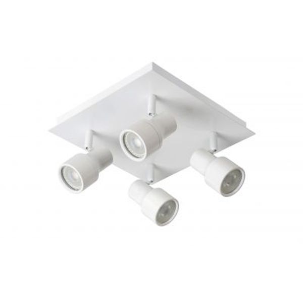 Lucide SIRENE-LED - Plafondspot Badkamer - Ø 10 cm - LED Dimb. - GU10 - 4x5W 3000K - IP44 - Wit