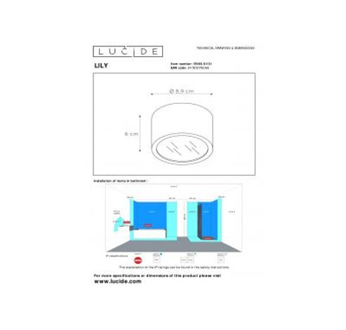 LILY - Plafondspot Badkamer - Ø 8 cm - 1xG9 - IP54 - Wit  Lucide