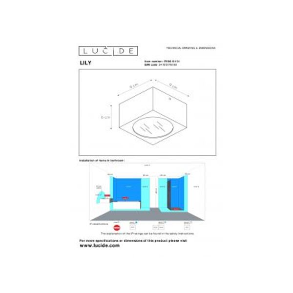 Lucide LILY - Plafondspot Badkamer - 1xG9 - IP54 - Wit