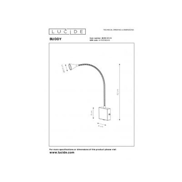 Lucide BUDDY - Bedlamp - LED - 1x3W 4000K - Wit