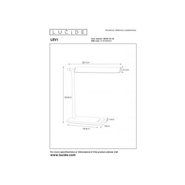 Lucide LEVI - Bureaulamp - LED Dimb. - 3 StepDim - Zwart