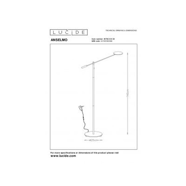 Lucide ANSELMO - Leeslamp - Ø 25 cm - LED Dimb. - 1x9W 3000K - Zwart