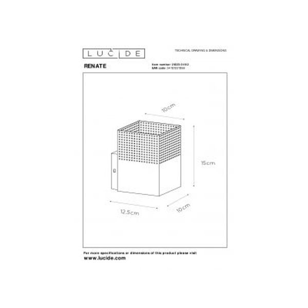 Lucide RENATE - Wandlamp - 1xE27 - Zwart