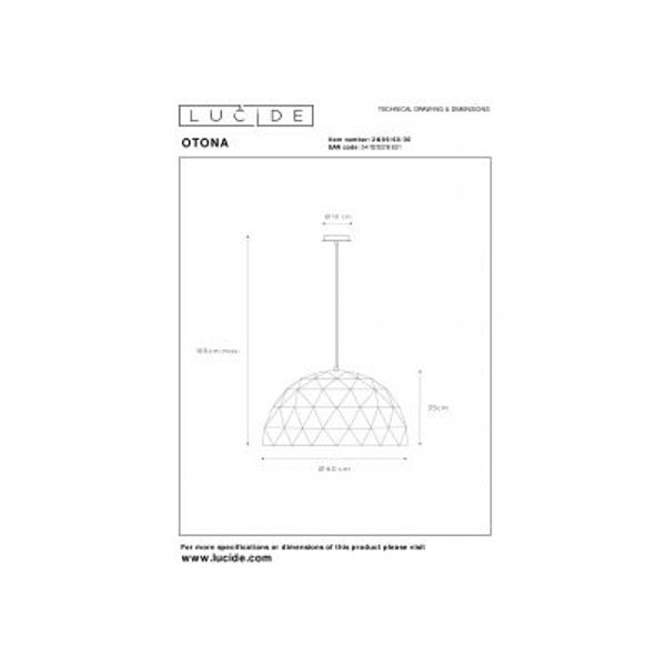 Lucide OTONA - Hanglamp - Ø 60 cm - 3xE27 - Zwart