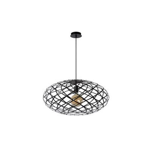 Lucide WOLFRAM - Hanglamp - Ø 65 cm - 1xE27 - Zwart