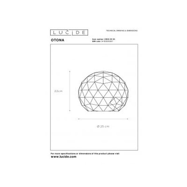 Lucide OTONA - Tafellamp - Ø 25 cm - 1xE27 - Zwart