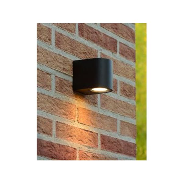 Lucide ZORA-LED - Wandspot Buiten - LED Dimb. - GU10 - 1x5W 3000K - IP44 - Zwart