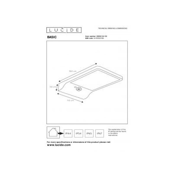 Lucide BASIC - Wandlamp Buiten - LED - 1x3W 2700K - IP44 - Zwart