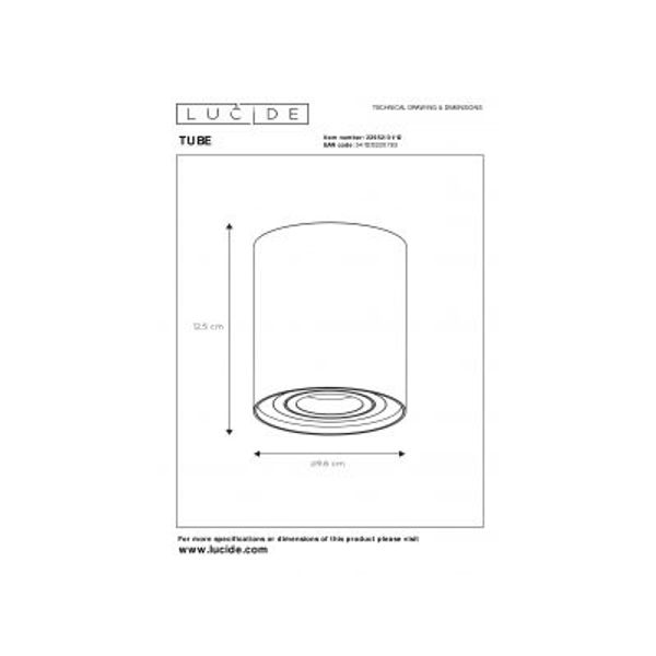 Lucide TUBE - Plafondspot - Ø 9,6 cm - 1xGU10 - Mat chroom