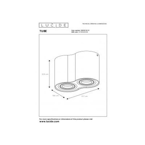 Lucide TUBE - Plafondspot - 2xGU10 - Wit