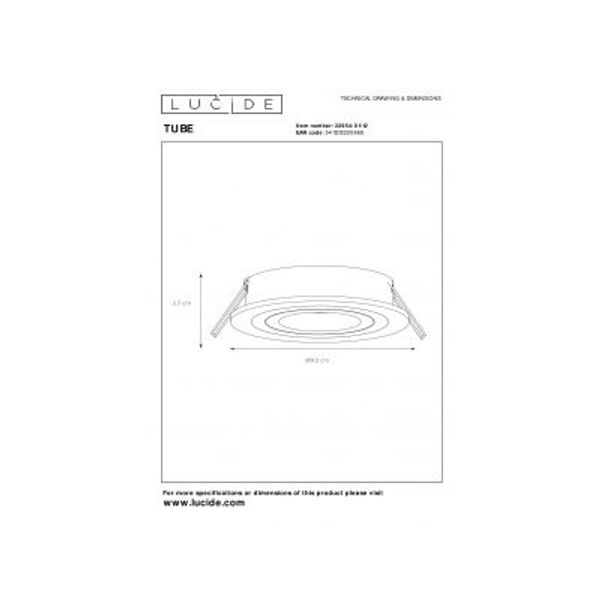 Lucide TUBE - Inbouwspot - Ø 9 cm - 1xGU10 - Mat chroom