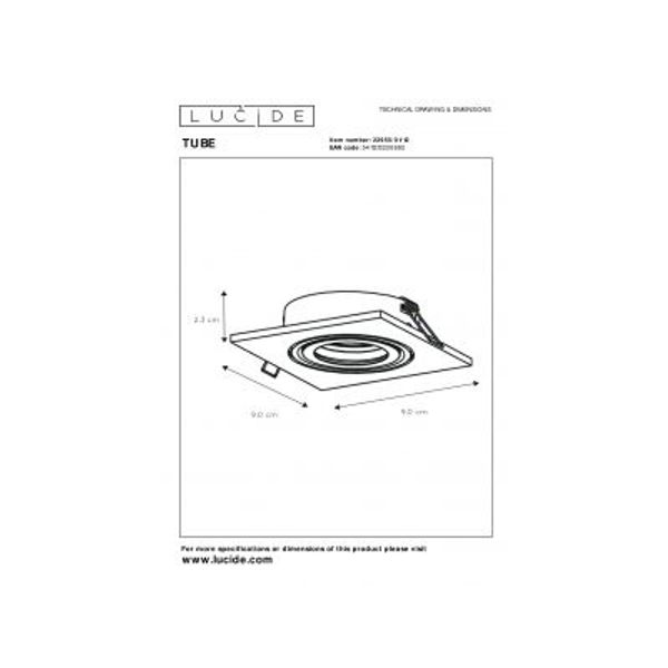 Lucide TUBE - Inbouwspot - 1xGU10 - Mat chroom