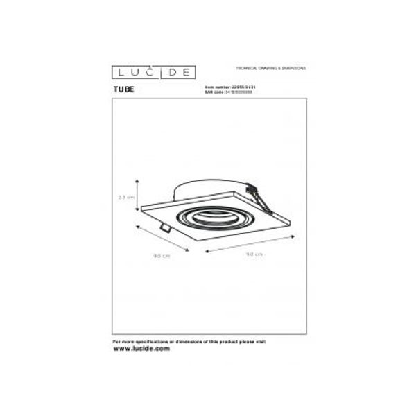 Lucide TUBE - Inbouwspot - 1xGU10 - Wit