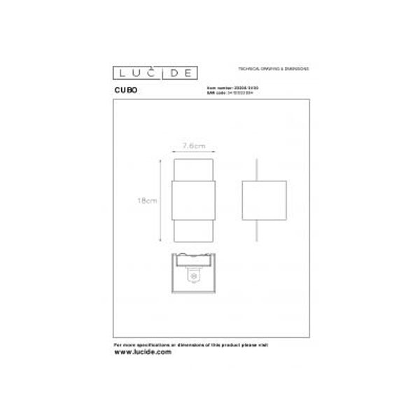 Lucide CUBO - Wandlamp - 1xG9 - Zwart