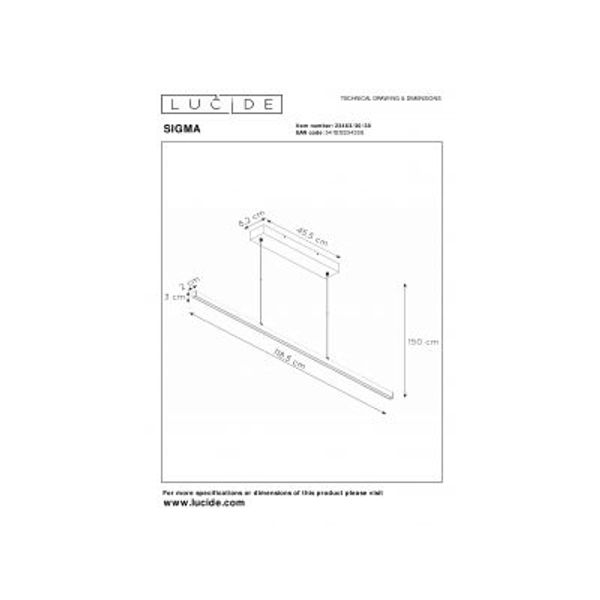 Lucide SIGMA - Hanglamp - LED Dimb. - 1x30W 2700K - Zwart