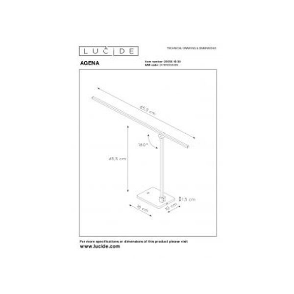 Lucide AGENA - Bureaulamp - LED Dimb. - 1x12W 2700K - Zwart