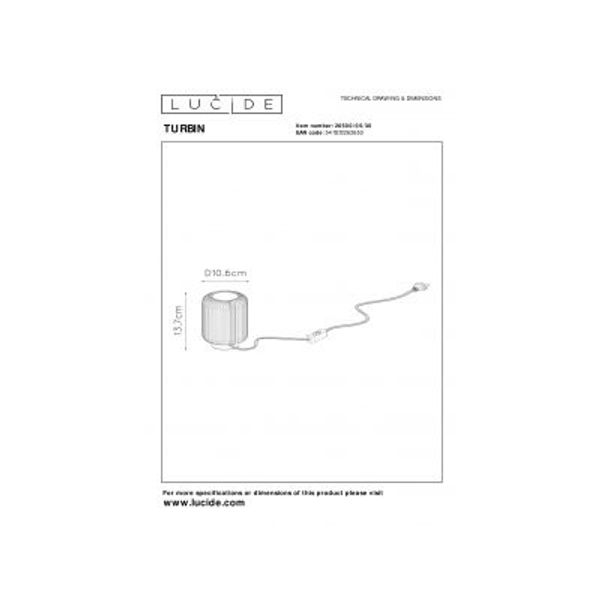 Lucide TURBIN - Tafellamp - Ø 10,6 cm - LED - 1x5W 3000K - Zwart