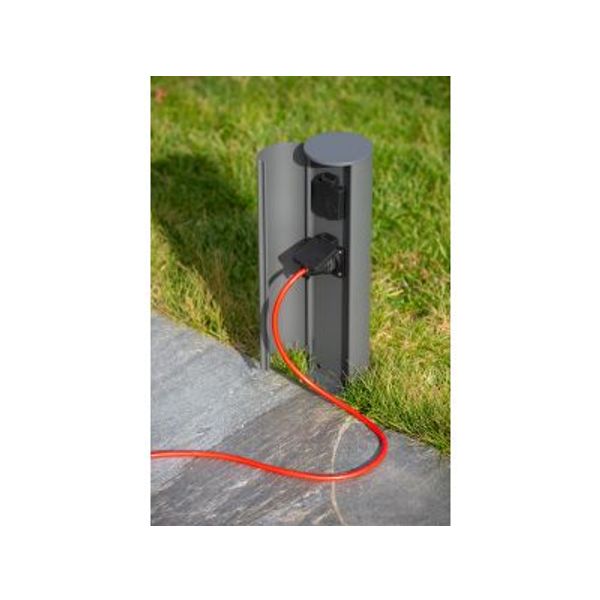 Lucide POWERPOINT -  Buitenstopcontact zuil pendaarding BE/FR- Ø 10 cm - IP44 - Antraciet