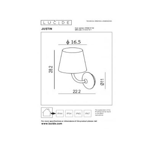 JUSTIN - Wandlamp Buiten - LED - 1x7W 3000K - IP65 - Zwart  Lucide