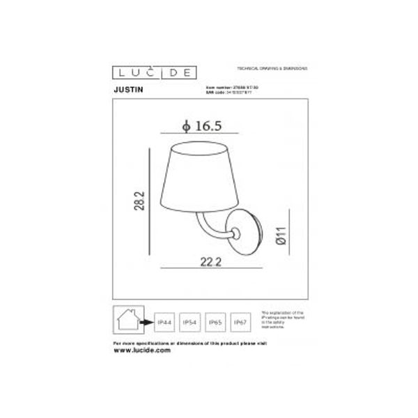 Lucide JUSTIN - Wandlamp Buiten - LED - 1x7W 3000K - IP65 - Zwart