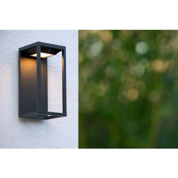 Lucide TENSO SOLAR - Wandlamp Buiten - LED - 1x2,2W 3000K - IP54 - Antraciet