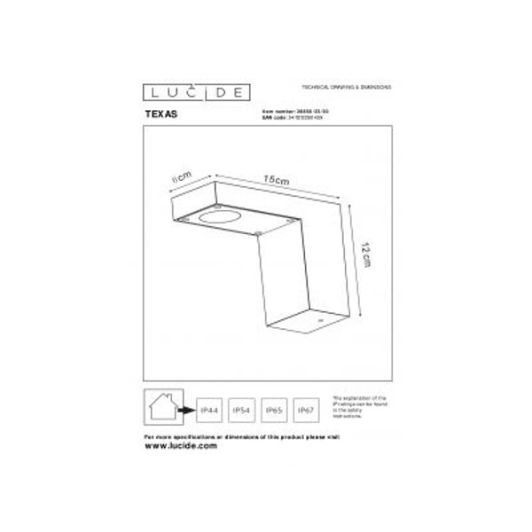 Lucide TEXAS - Wandspot Buiten - LED - 1x6W 3000K - IP54 - Antraciet