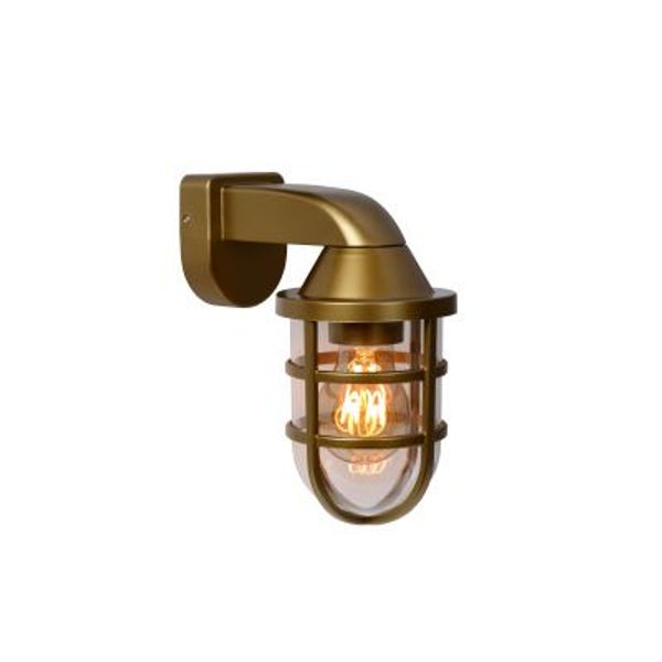 Lucide LEWIS - Wandlamp Buiten - 1xE27 - IP44 - Mat Goud / Messing