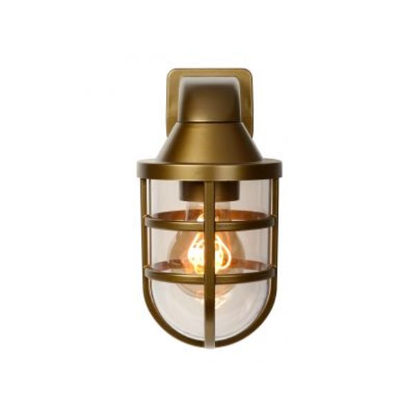 Lucide LEWIS - Wandlamp Buiten - 1xE27 - IP44 - Mat Goud / Messing