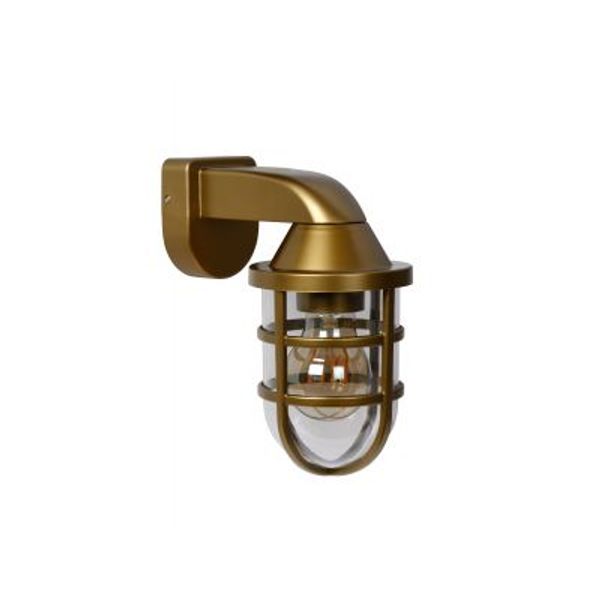 Lucide LEWIS - Wandlamp Buiten - 1xE27 - IP44 - Mat Goud / Messing