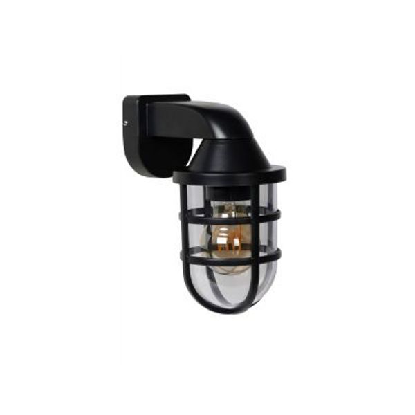 Lucide LEWIS - Wandlamp Buiten - 1xE27 - IP44 - Zwart