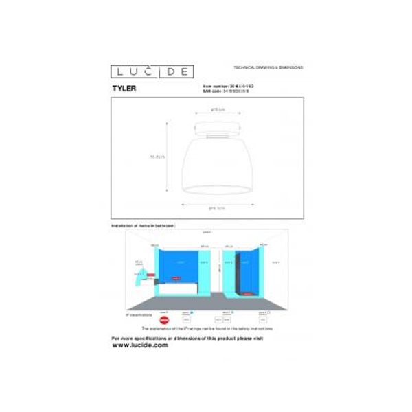 Lucide TYLER - Plafonnière Badkamer - Ø 16,1 cm - 1xG9 - IP44 - Mat Goud / Messing