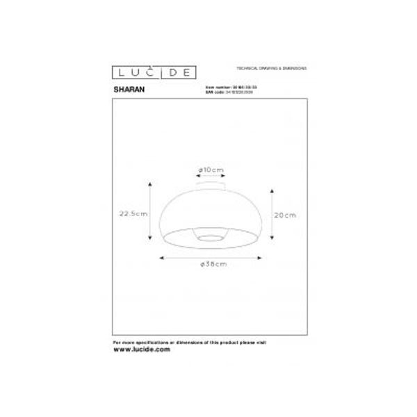 Lucide SHARAN - Plafonnière - Ø 38 cm - 1xE27 - IP21 - Groen