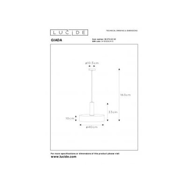 Lucide GIADA - Hanglamp - Ø 40 cm - 1xE27 - Mat Goud / Messing